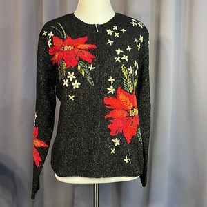 Poinsettia Christmas Sweater 